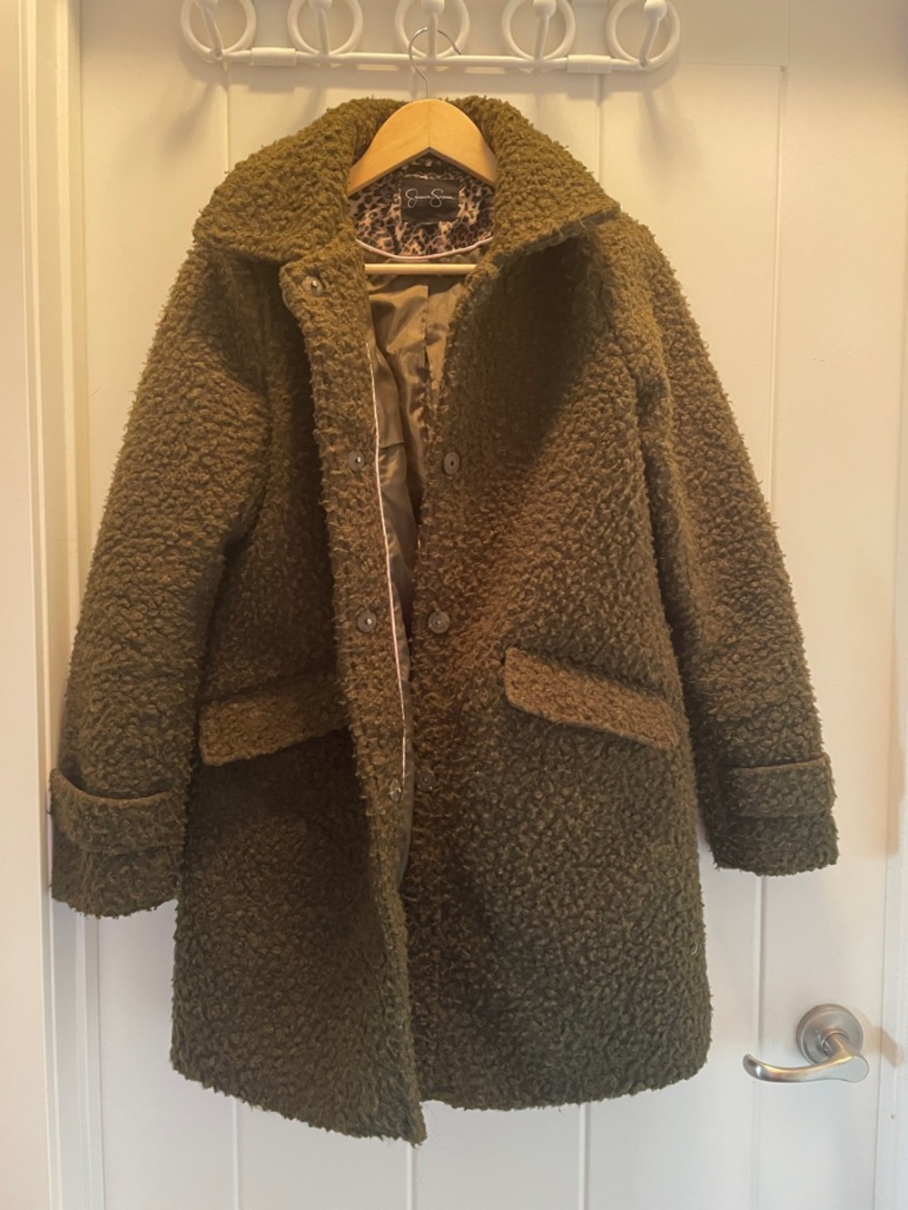 Jessica Simpson Olive Teddy Bouclé Coat